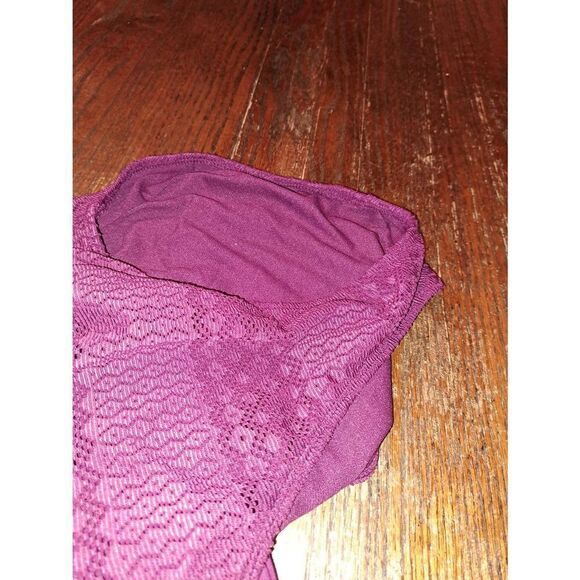 Medium 8/10 Time and Tru Burgandy Lace One Piece Swimsuit Bathing Suit Swimwear - Picture 7 of 7